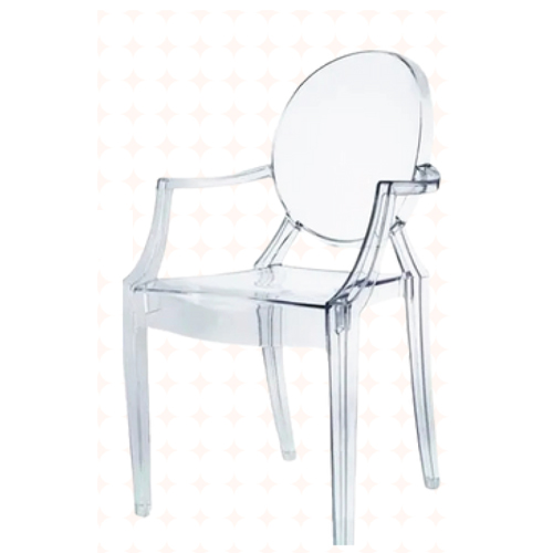Chaise plexiglass avec accoudoir