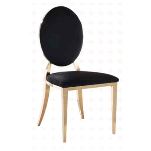 Chaise Médaillon Baroque en Inox Doré et Velours