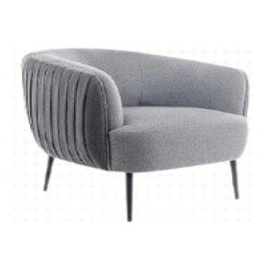 Fauteuil design à dossier strié (style scandinave) en tissu gris