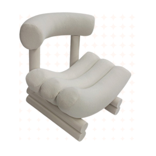 Fauteuil design en bouclette blanche